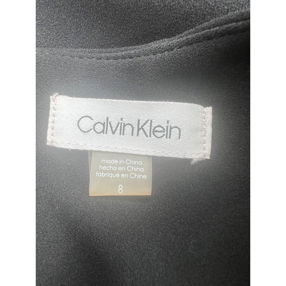 Calvin Klein Womens Black Crepe Ruffle Sleeve Sheath Dress  Size 8 - Picture 12 of 15